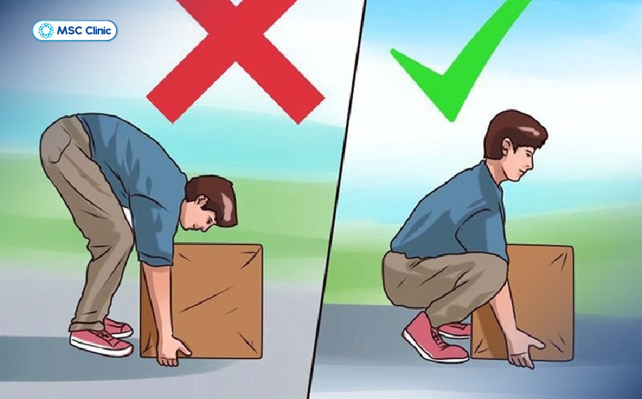 Bê vật nặng sai cách tạo áp lực lớn lên phần lưng Bê vật nặng sai cách tạo áp lực lớn lên phần lưng