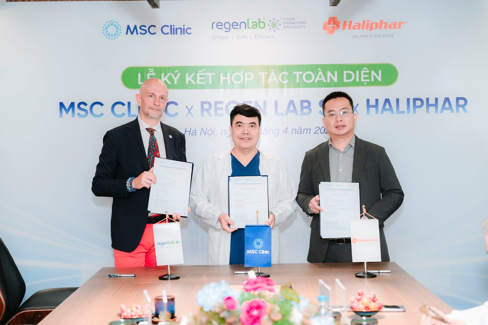 Đại diện MSC Clinic, Regen Lab SA và Haliphar chính thức ký kết hợp tác chiến lược về công nghệ PRP