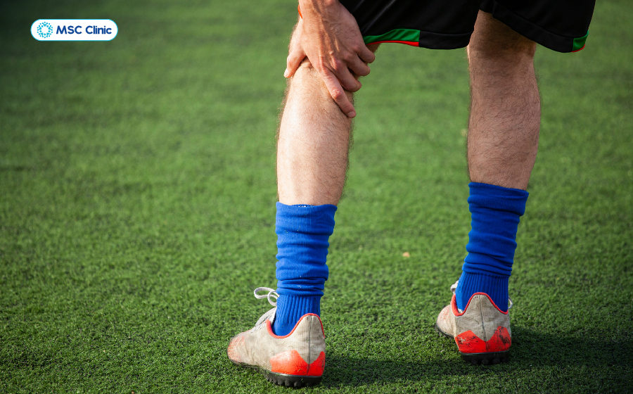 Đau cẳng chân khi đá bóng