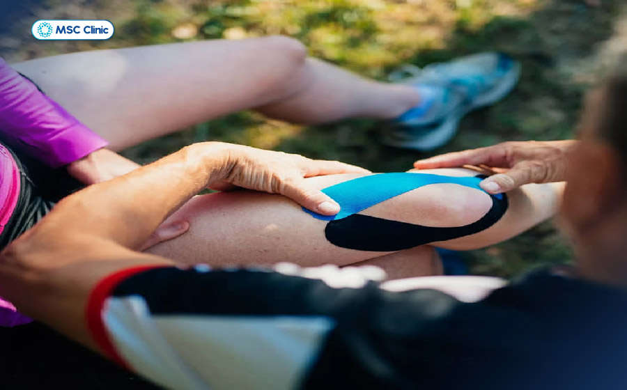 Sử dụng băng dán cơ giúp giảm áp lực lên gân cơ