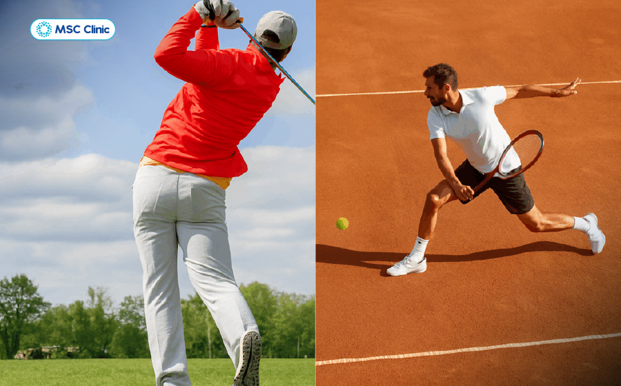 Người chơi tennis hay golf dễ gặp chấn thương khuỷu tay và dẫn đến tràn dịch Người chơi tennis hay golf dễ gặp chấn thương khuỷu tay và dẫn đến tràn dịch