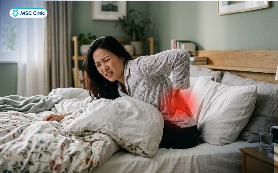 Cảm giác cứng lưng gây đau vào buổi sáng khi vừa ngủ dậy Cảm giác cứng lưng gây đau vào buổi sáng khi vừa ngủ dậy