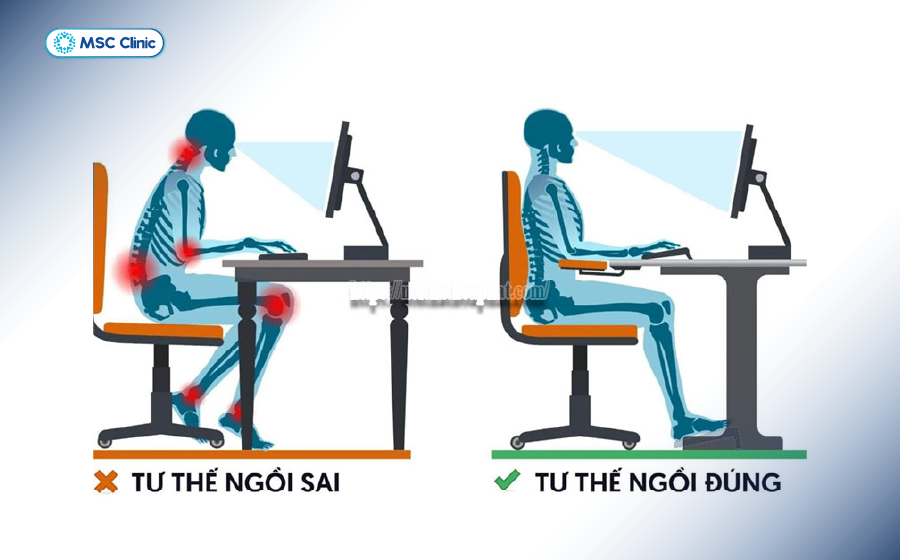 Tư thế ngồi đúng giúp phòng ngừa hiệu quả cơn đau cổ vai gáy bên phải