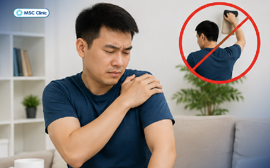 Điều chỉnh hoạt động và nghỉ ngơi hợp lý giúp giảm áp lực lên gân cơ quanh khớp vai Điều chỉnh hoạt động và nghỉ ngơi hợp lý giúp giảm áp lực lên gân cơ quanh khớp vai