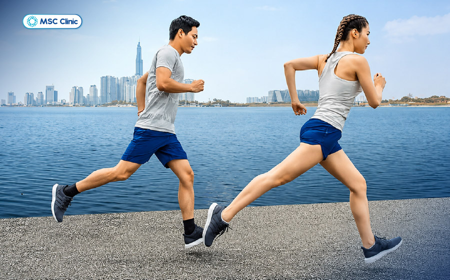 Chạy bộ với sải bước quá dài thường xuyên làm tăng áp lực lên khớp gối gây đau