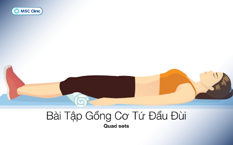 Gồng cơ đùi trước giúp kích hoạt cơ tứ đầu và hỗ trợ kiểm soát khớp gối Gồng cơ đùi trước giúp kích hoạt cơ tứ đầu và hỗ trợ kiểm soát khớp gối