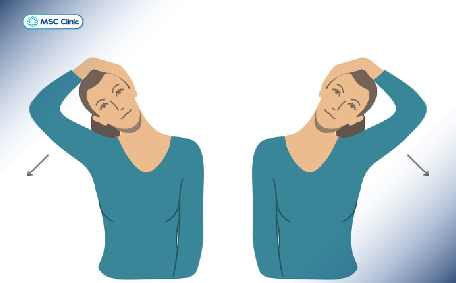 Bài tập nghiêng cổ sang hai bên giúp thư giãn cơ tại vùng cổ